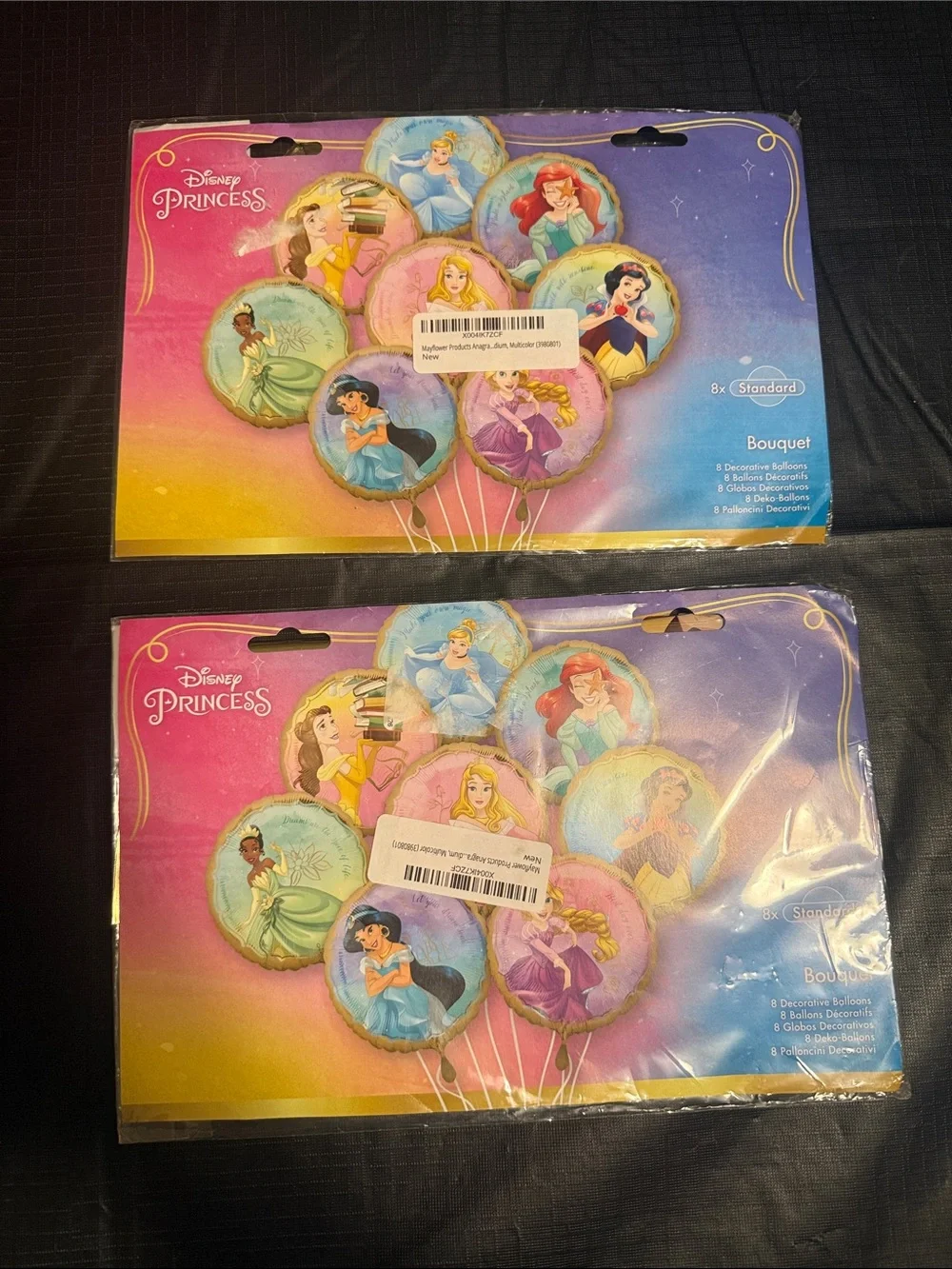 New Disney Princess Foil Balloon Bouquets 2 pack- 16 Balloons